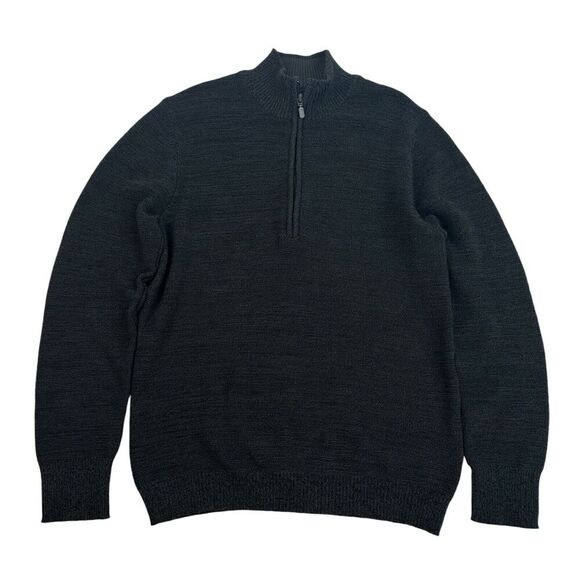 Exofficio Gray 1/4 Zip Long Sleeve Pullover Sweater Mock Neck Sz M Cable Knit - Picture 1 of 13